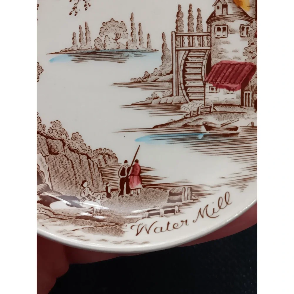Johnson Bros England Water Mill‎ Plate Small Decorative Dish Brown Transferware